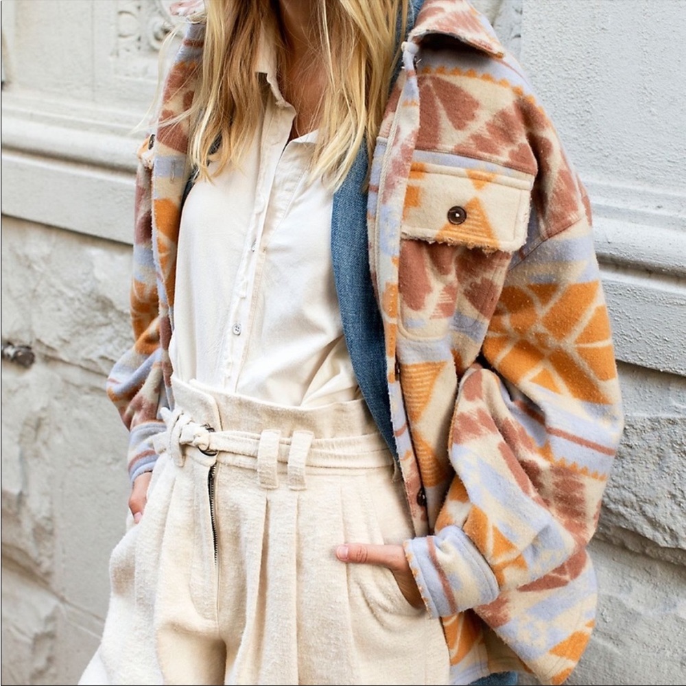 Nwt Free People Ruby Jacquard Printed Fleece Jack… - image 2